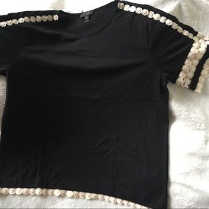 J crew black lace embroidered top